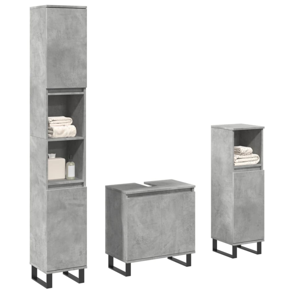 Set muebles de baño 2 piezas madera contrachapada gris