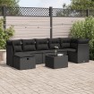 Set de sofás de jardín y cojines 8 piezas ratán sintético negro