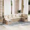 Set sofás de jardín 7 piezas y cojines ratán sintético beige