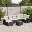 Set de sofás de jardín y cojines 8 piezas ratán sintético negro