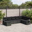 Set de sofás de jardín y cojines 8 piezas ratán sintético negro