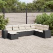 Set de sofás de jardín y cojines 8 piezas ratán sintético negro