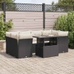 Set de sofás de jardín 7 pzas con cojines ratán sintético negro