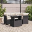 Set de muebles de jardín 5 pzas y cojines ratán sintético negro