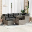 Set de sofás de jardín 7 pzas con cojines ratán sintético gris