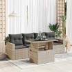Set de sofás jardín y cojines 5 pzas ratán sintético gris claro