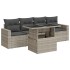 Set de sofás jardín y cojines 5 pzas ratán sintético gris