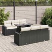 Set de sofás de jardín 7 pzas con cojines ratán sintético negro