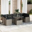 Set de sofás de jardín y cojines 8 piezas ratán sintético gris