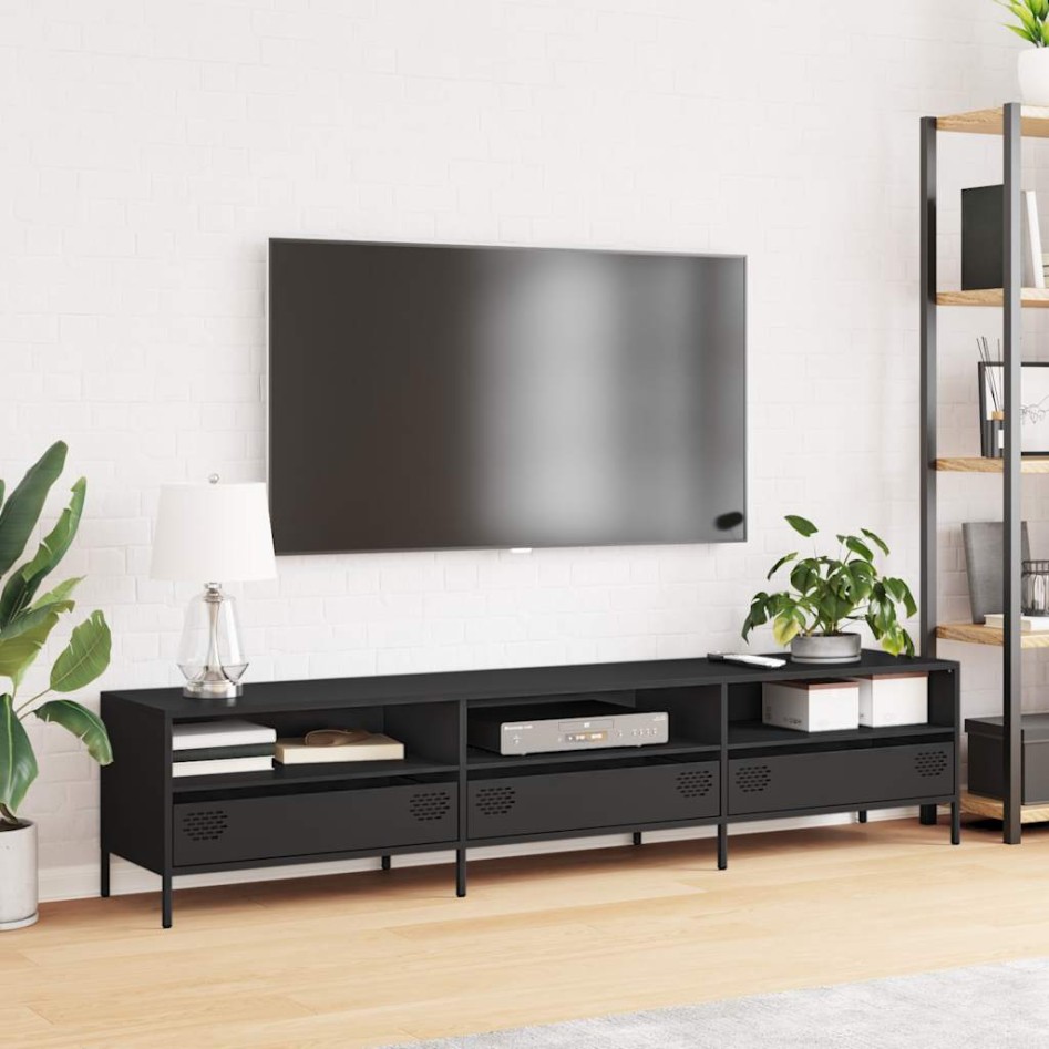 Mueble para TV acero laminado en frío negro 202x39x43,5