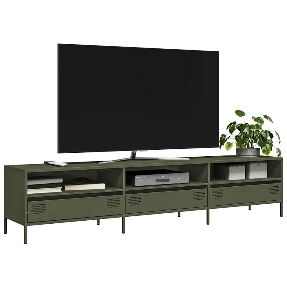 Mueble TV acero laminado en frío verde oliva 202x39x43,5