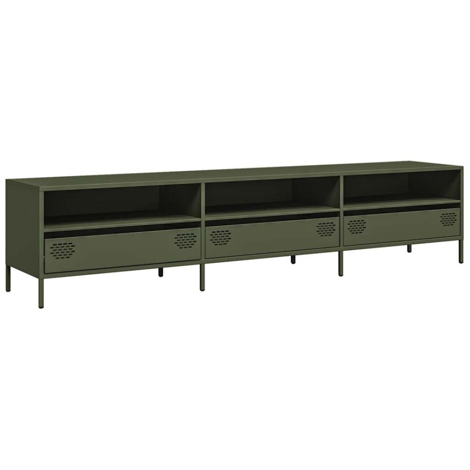Mueble TV acero laminado en frío verde oliva 202x39x43,5