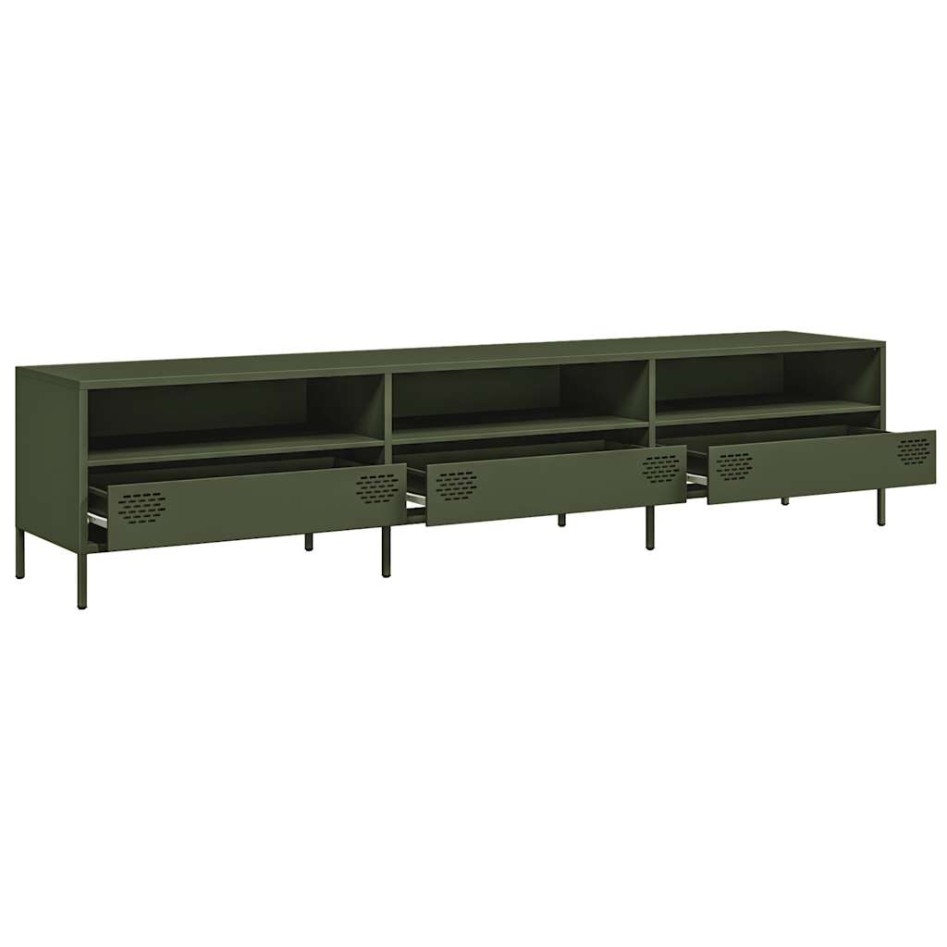 Mueble TV acero laminado en frío verde oliva 202x39x43,5
