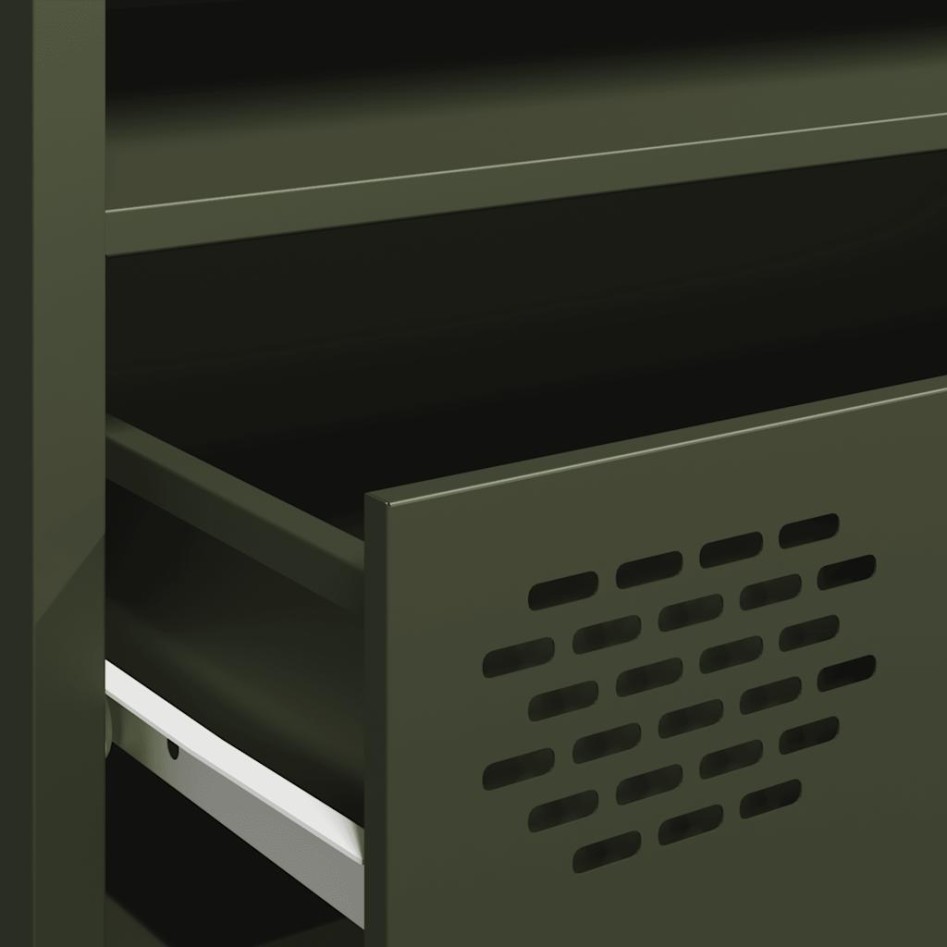 Mueble TV acero laminado en frío verde oliva 202x39x43,5