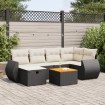 Set de sofás de jardín 7 pzas con cojines ratán sintético negro