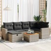 Set de sofás de jardín 7 pzas con cojines ratán sintético gris