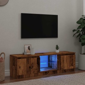 Mueble TV luces LED madera ingeniería envejecida 140x40x35,5