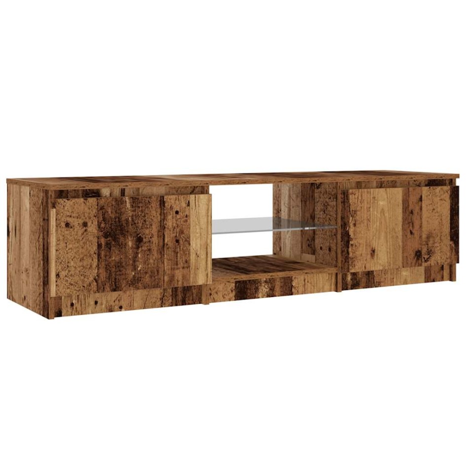 Mueble TV luces LED madera ingeniería envejecida 140x40x35,5