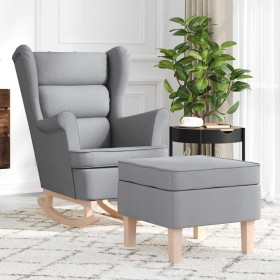 Sillón mecedora con taburete tela gris