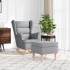 Sillón mecedora con taburete tela gris