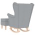 Sillón mecedora con taburete tela gris