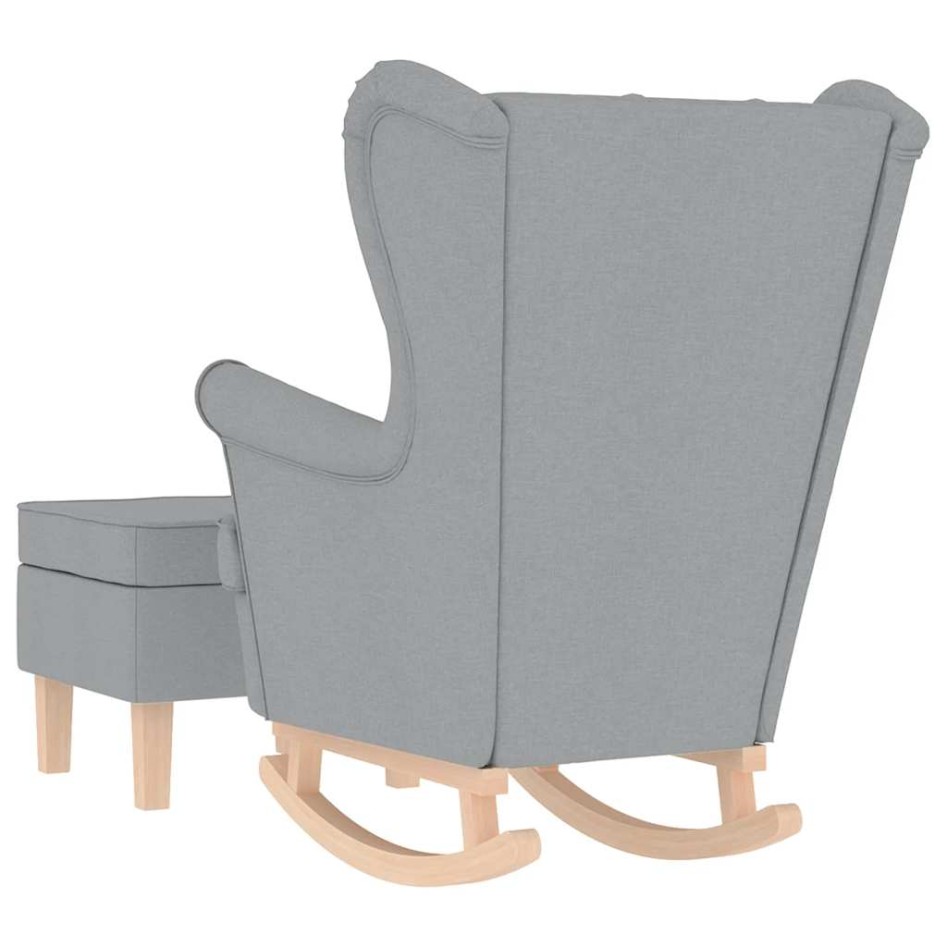 Sillón mecedora con taburete tela gris
