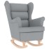 Sillón mecedora con taburete tela gris
