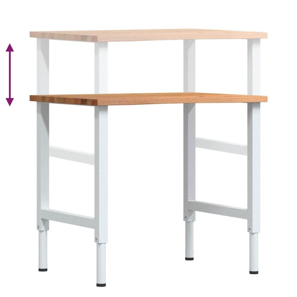 Banco de trabajo madera roble marrón claro 80x60x(71,5-98)