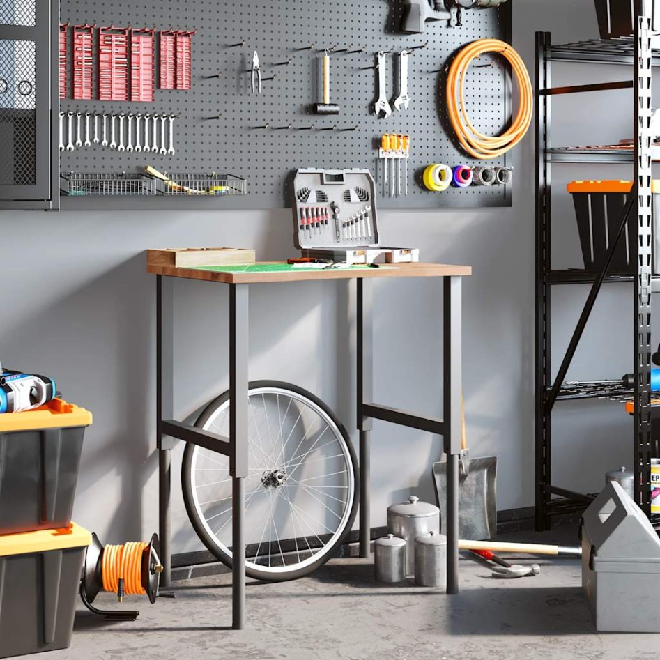 Banco de trabajo madera roble marrón claro 80x60x(71,5-98)