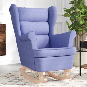 Silla mecedora de tela azul vaquero 74x90x102