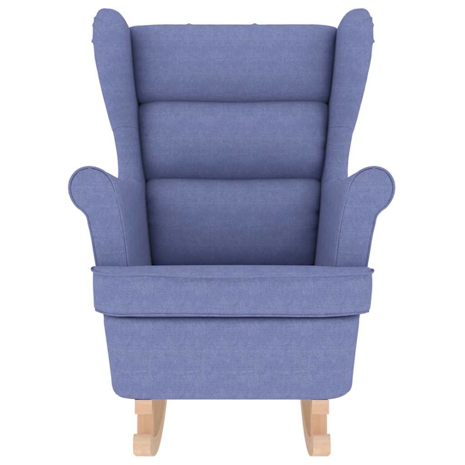 Silla mecedora de tela azul vaquero 74x90x102