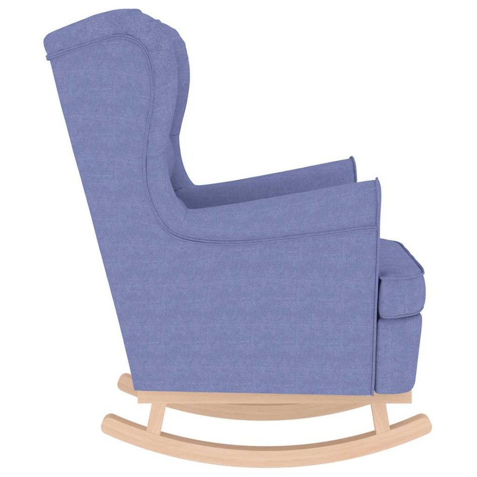 Silla mecedora de tela azul vaquero 74x90x102