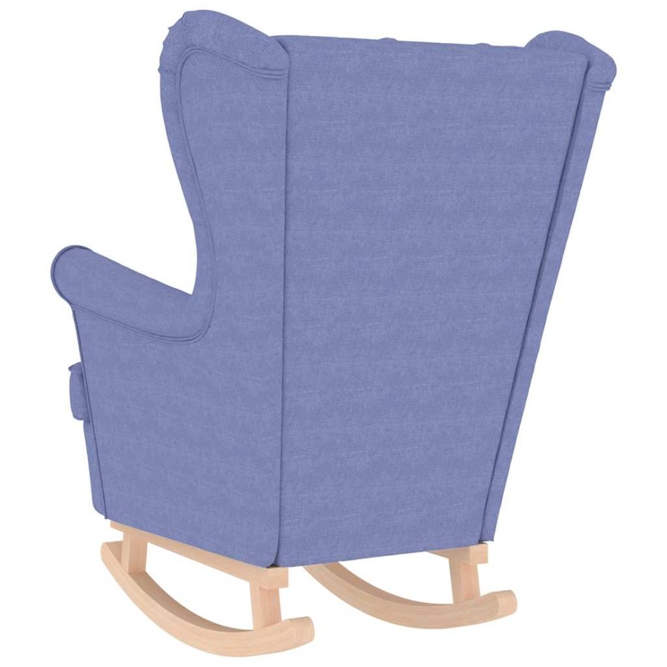 Silla mecedora de tela azul vaquero 74x90x102