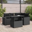 Set de muebles de jardín 5 pzas y cojines ratán sintético negro