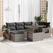 Set de sofás de jardín 7 pzas con cojines ratán sintético gris
