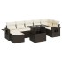 Set sofás de jardín 8 piezas y cojines ratán sintético
