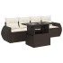 Set comedor de jardín 5 piezas y cojines ratán sintético
