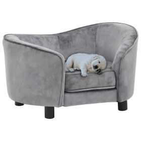 Sofá para perros felpa gris 69x49x40