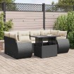 Set de sofás de jardín 7 pzas con cojines ratán sintético negro