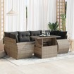 Set de sofás de jardín 7 pzas con cojines ratán sintético gris