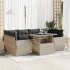 Set de sofás de jardín 7 pzas con cojines ratán PE gris