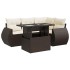 Set comedor de jardín 5 piezas y cojines ratán sintético