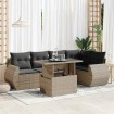 Set de muebles de jardín 6 pzas y cojines ratán sintético gris