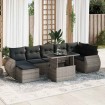 Set de sofás de jardín y cojines 8 piezas ratán sintético gris