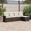 Set comedor de jardín 5 piezas y cojines ratán sintético marrón