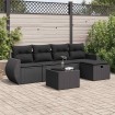 Set de sofás de jardín 6 piezas y cojines ratán sintético negro