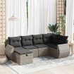 Set de muebles de jardín 6 pzas y cojines ratán sintético gris