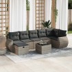Set de sofás de jardín y cojines 8 piezas ratán sintético gris