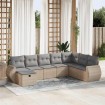 Set de sofás de jardín y cojines 8 piezas ratán sintético beige