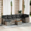 Set de sofás de jardín y cojines 8 piezas ratán sintético gris